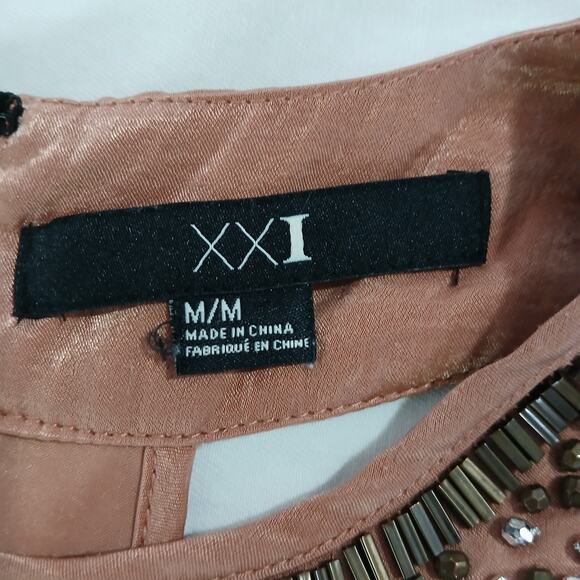 XXI Medium Halter peak-a-boo front Sequin Collar Exposed Zipper Back Dress poly - Picture 2 of 13